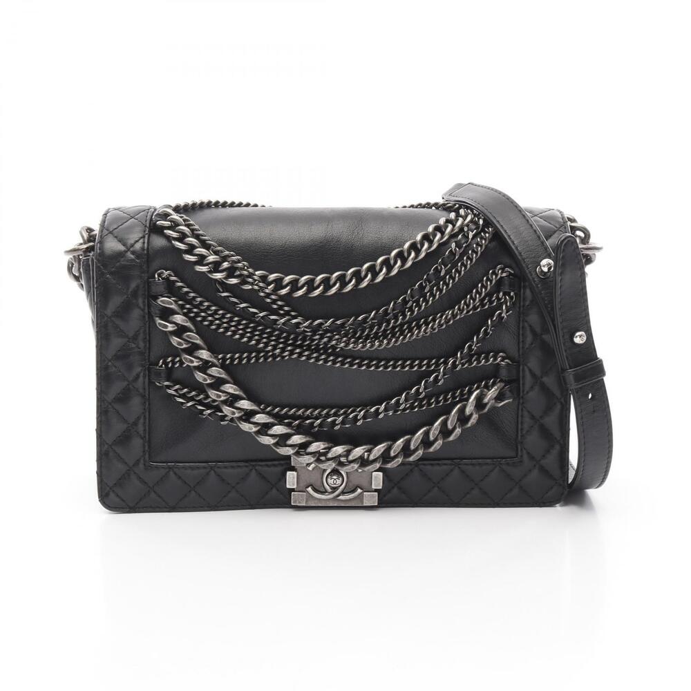 Chanel Boy Shoulder Bag Leather Black